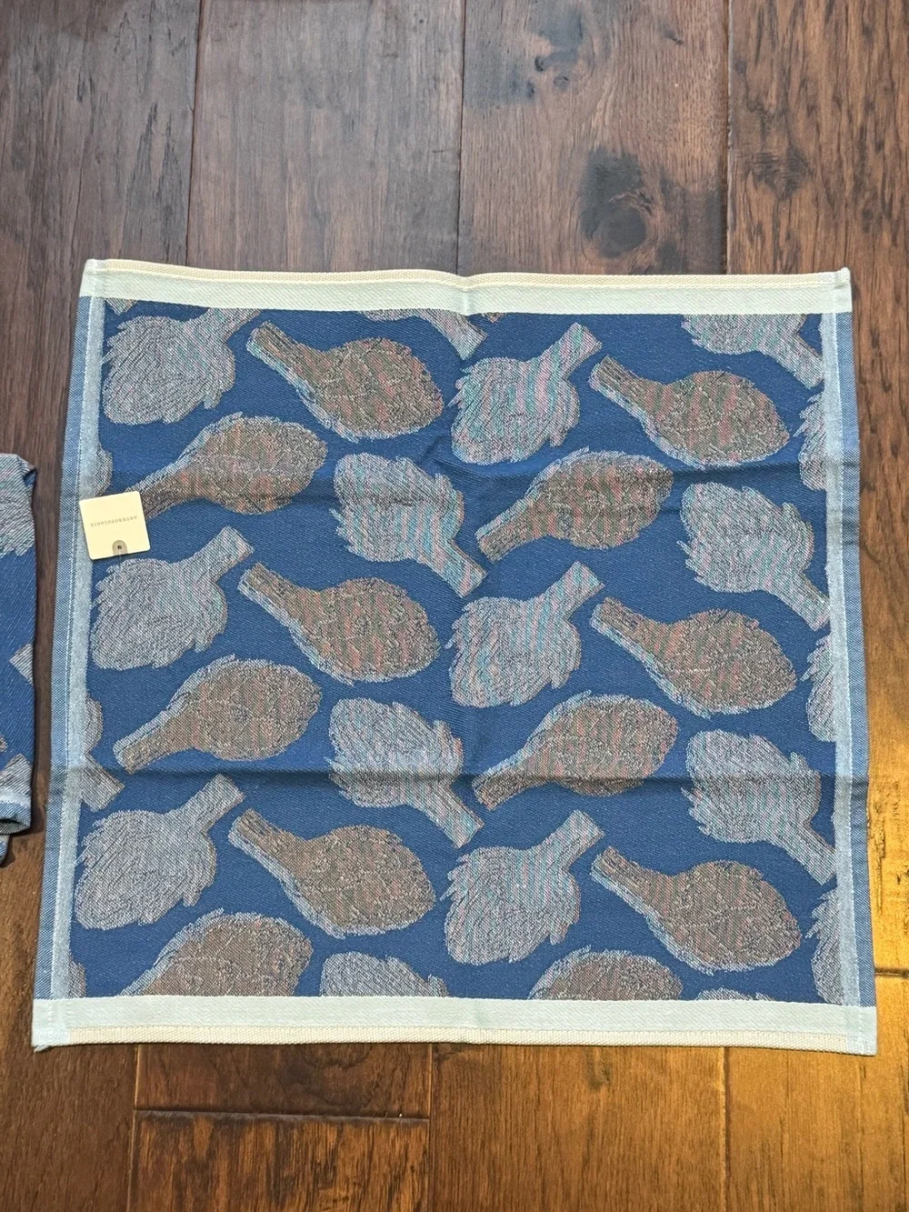 Anthropologie Blue Jacquard Artichoke Pattern Napkins - Set of 3